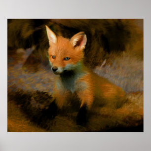 Poster Pequeno Fox Cub Retrato