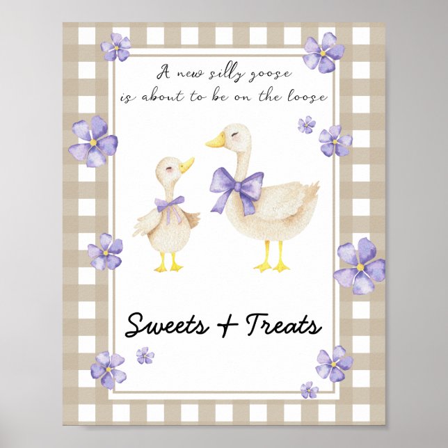 Poster Pequeno ganso - doces e doces chá de fraldas (Frente)