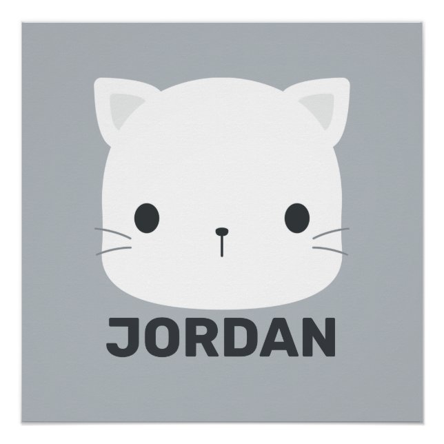Póster Pequeno Gato Bonito com Poster de Nome Personaliza (Frente)