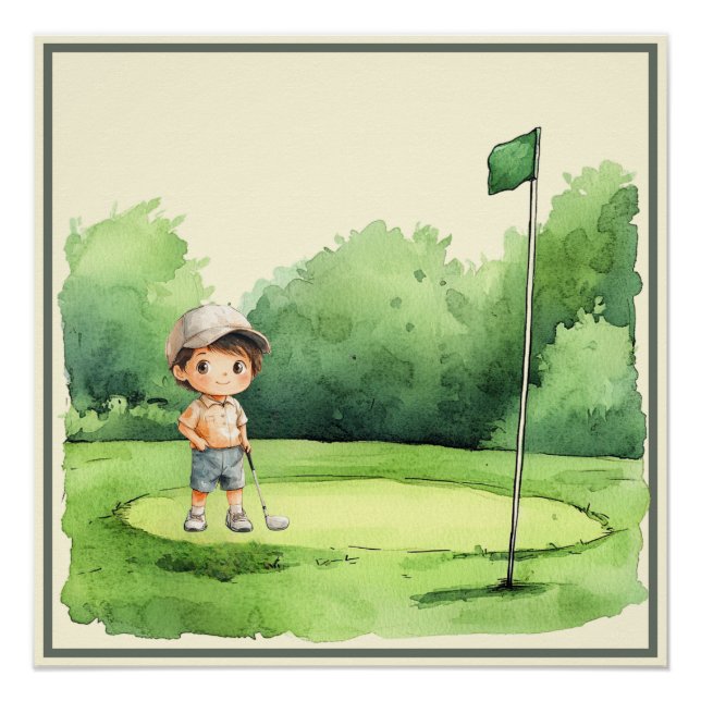 Póster Pequeno Golfista no Treinamento - Enfermeiro Pensa (Frente)