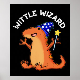 Poster Pequeno Mago Lagarto Divertido Trocadilho Fundo Es