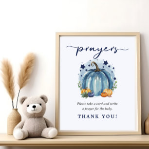 Poster Pequeno Menino Abóbora Oração no Chá de Bebê Para