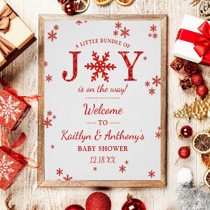 Poster Pequeno Pacote De Alegria Chá de fraldas De Natal