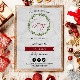 Poster Pequeno Pacote De Alegria Chá de fraldas De Natal 