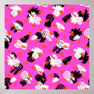 Poster Pequeno padrão distante com motivos tropicais, dra