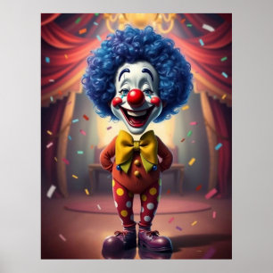 Poster Pequeno Palhaço Simpático Rocky Clocky de Cabelo A