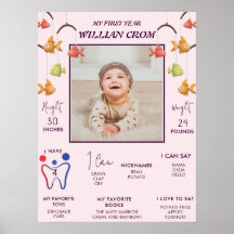 Pequeno Peixe Rosa 1rua Ano Ano Aniversário Milest