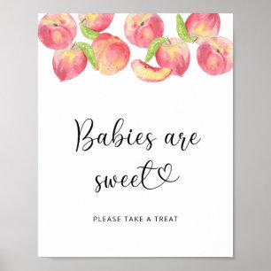 Poster pequeno pêssego - bebês são doces pôster