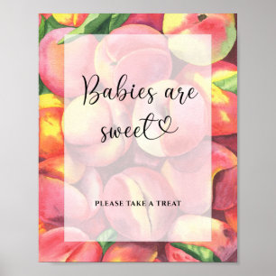 Poster pequeno pêssego - bebês são doces pôster
