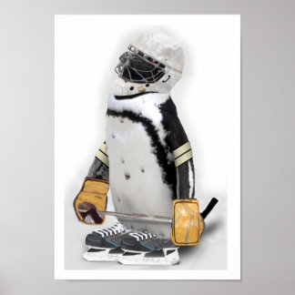 Póster Pequeno Pinguim Vestindo Hockey Gear