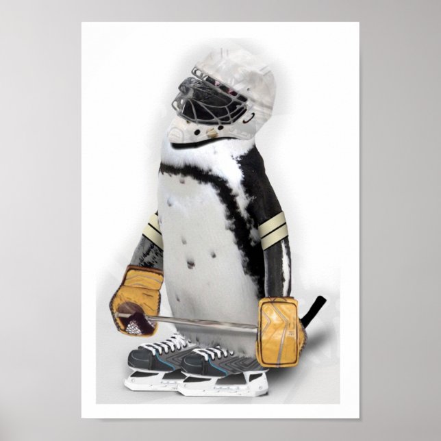Póster Pequeno Pinguim Vestindo Hockey Gear (Frente)