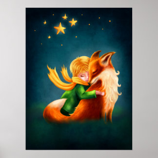 Poster Pequeno Príncipe e Raposa. Ilustração de Arte Infa