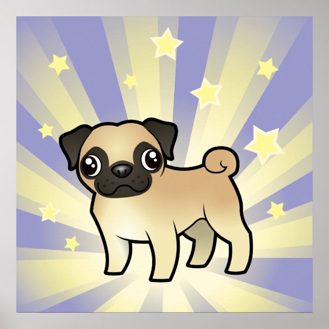 Poster Pequeno Pug Estrela (Frente)