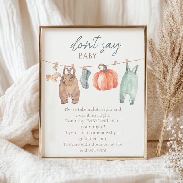 Poster Pequeno Pumpkin Cai Roupas Garoto Não Diga Bebê (Criador carregado)