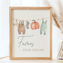 Poster Pequeno Pumpkin Fall Clothes Boy Chá de fraldas Fa