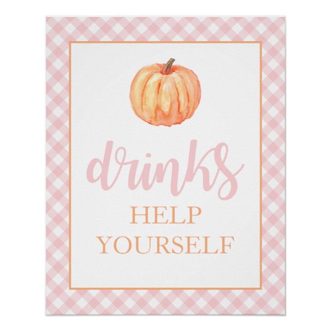 Póster Pequeno Pumpkin Pastel Rosa Queda Bebidas de Anive (Frente)