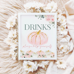 Poster Pequeno Pumpkin Primeiro Aniversário Bebe Sinal de