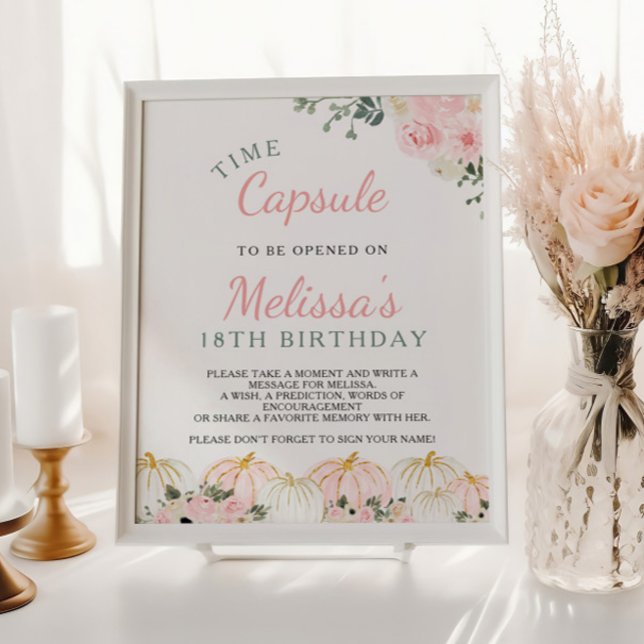 Poster Pequeno Pumpkin Primeiro Aniversário Sinal da Cáps (Criador carregado)