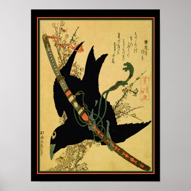 Poster "Pequeno Raven Com A Espada Minamoto Clã ca.1823 (Frente)