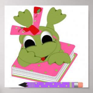 Póster Pequeno Sapo com Livro e Lápis