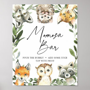 Poster Pequeno Sinal de Bar Mimosa Chá de fraldas Woodla