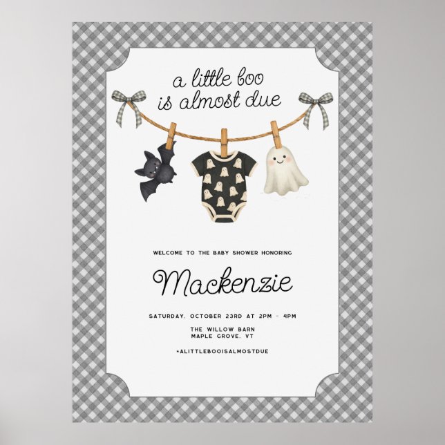 Poster Pequeno sinal de boas-vindas ao Chá de fraldas Boo (Frente)