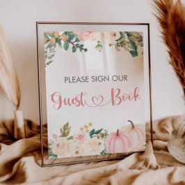 Poster Pequeno Sinal de Chá de fraldas de Abóbora