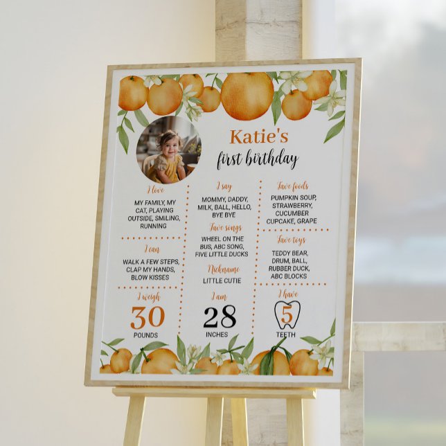 Poster Pequeno sinal de primeiro aniversario Citrus (Criador carregado)