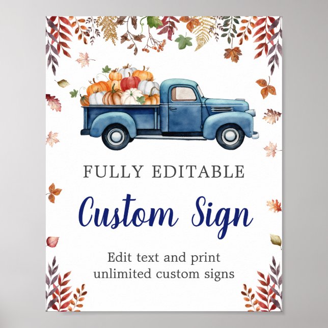 Poster Pequeno Sinal Personalizado de Chá de fraldas de A (Frente)