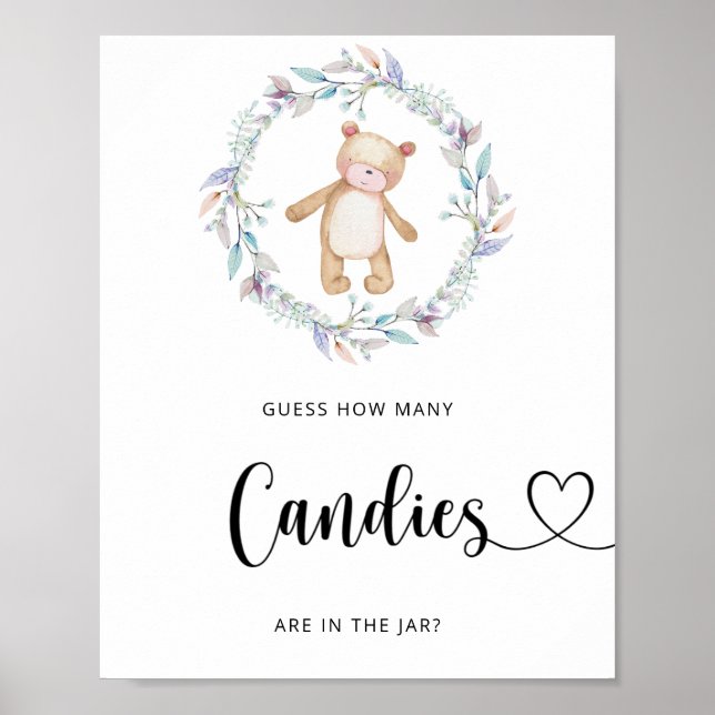 Poster Pequeno urso adivinha quantas canetas (Frente)