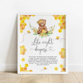Poster Pequeno urso de abelha fralda