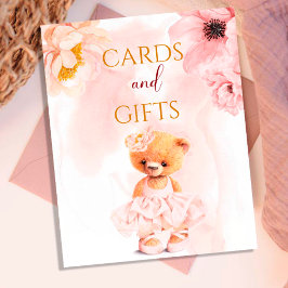 Poster Pequeno Urso Flor Princesa Cor de Água Rosa