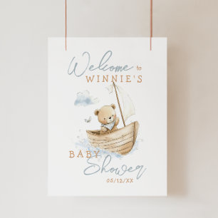 Poster Pequeno Urso Marinheiro Bem-vindo ao Chá de Bebê