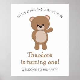 Poster Pequeno Urso Transformando Uma Terra Florestal Pri