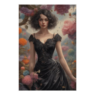 Póster Pequeno Vestido Preto Projetado pela IA - Arte Ret
