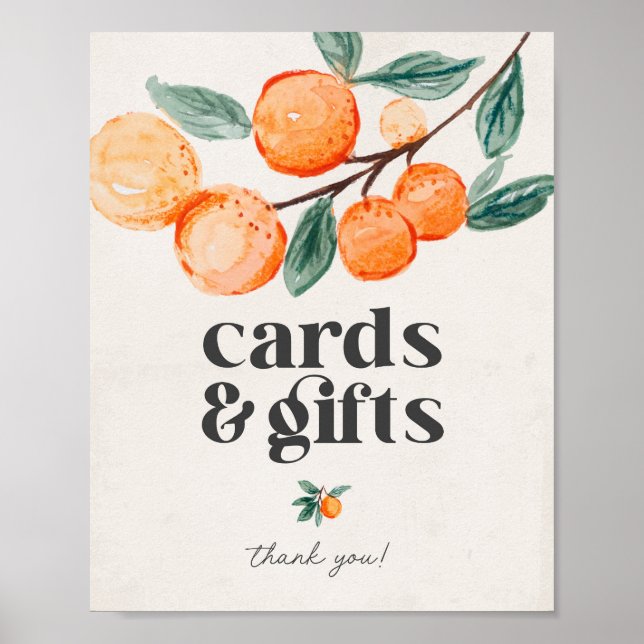 Poster pequenos cartões de chá de fraldas e sinal de pres (Frente)