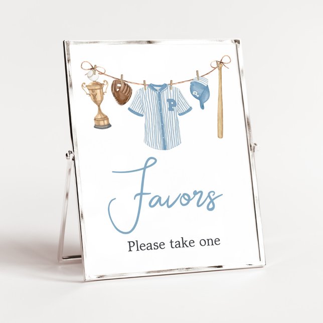 Poster Pequenos Chás de fraldas de Baseball com Tomada de (Baseball Little Slugger Baby Shower Favors Sign)