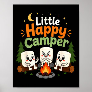 Poster Pequenos felizes campistas crianças acampando esqu