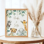 Poster Pequenos Livros de Chá de fraldas Safari Selvagens<br><div class="desc">Cute a Little Wild é On Way os sinais de chá de fraldas apresentam bonito verde com animais bonitos de safari de aquarelas. Personalize com seus detalhes.</div>