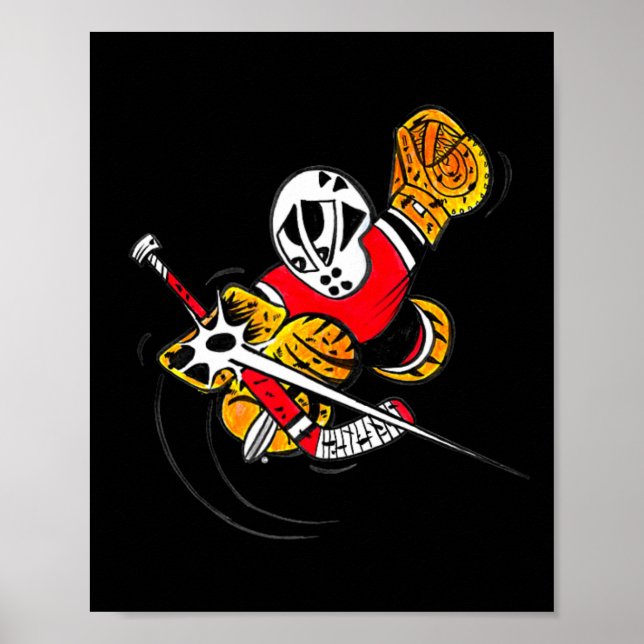 Poster Pequenos Salvamentos Cartoon Goleiro de Hóquei Açã (Frente)