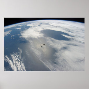 Poster Pequenos Satélites Orbitam Acima De Uma Parte Da T