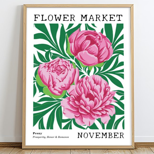 Poster Pequim Floral Rosa Novembro Nascimento Flower Mark (Criador carregado)