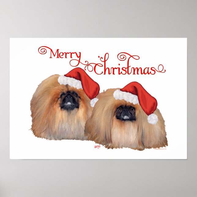 Póster Pequinês Feliz Natal (Frente)