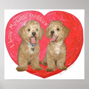 Póster Pequinês / Poodle Mix Dia dos Namorados