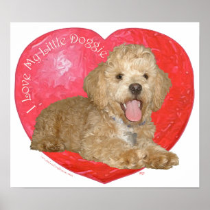 Póster Pequinês / Poodle Mix Dia dos Namorados