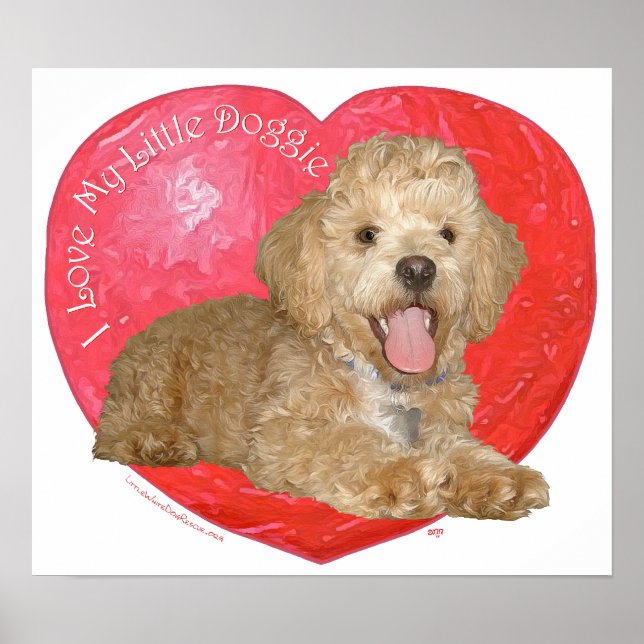 Póster Pequinês / Poodle Mix Dia dos Namorados (Frente)