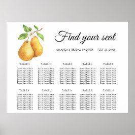 Poster Pera de aquarela: gráfico de assentos de casamento