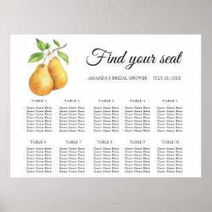 Poster Pera de aquarela: gráfico de assentos de casamento
