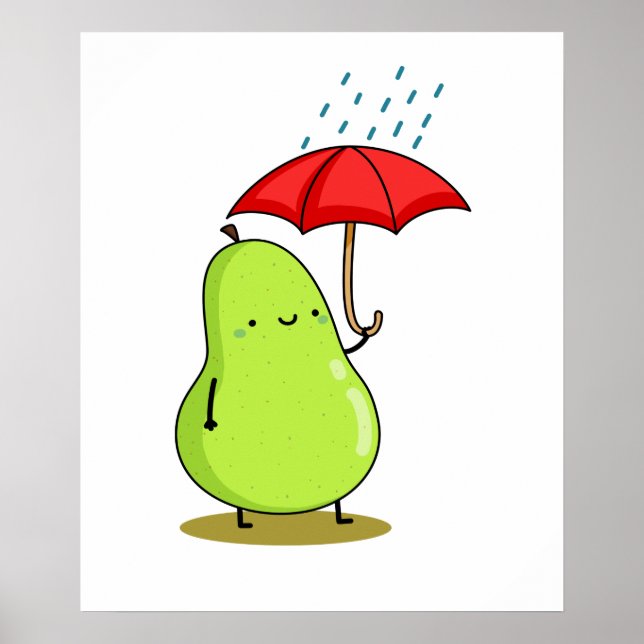 Poster Pera Kawaii Cuja Lágrima É Com Guarda-Chuva (Frente)