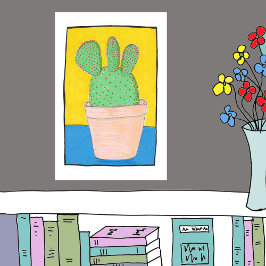 Poster Pera rápida, três cactos com lóbulos, desenho esqu